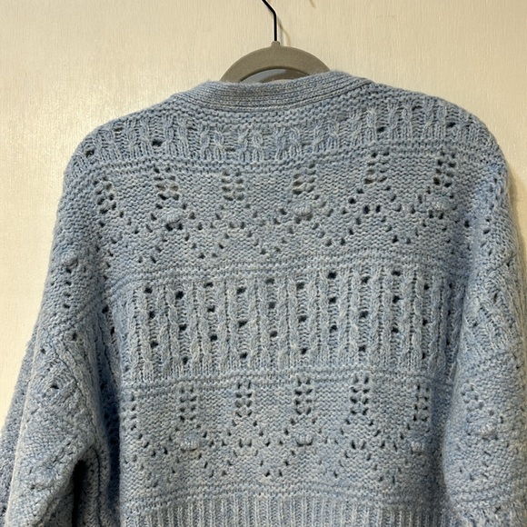 TOPSHOP WOMENS CROCHET CARDIGAN LONG SLEEVES LIGH BLUE Sz 4-6 - Picture 5 of 8